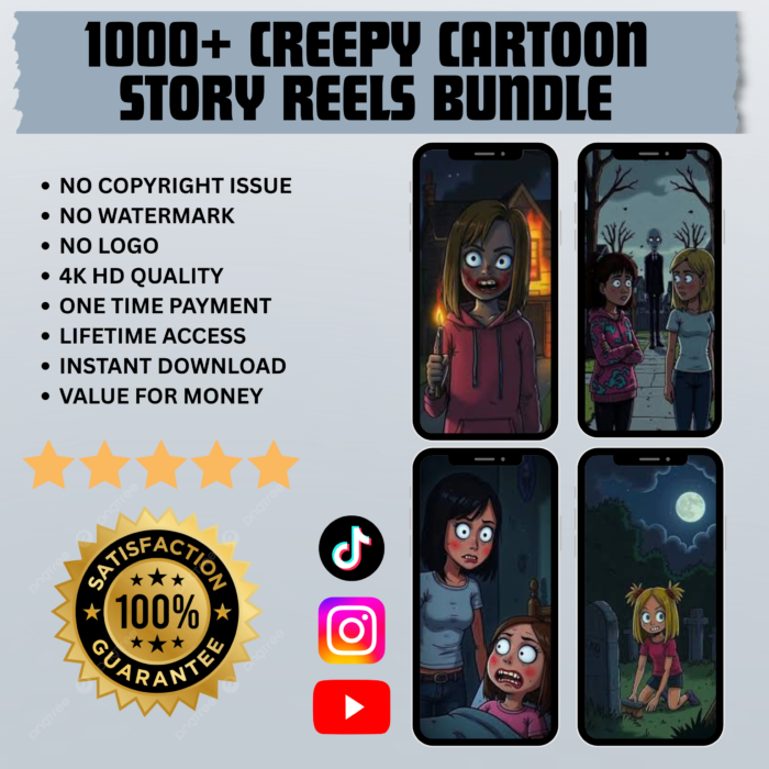1000+ Creepy Cartoon Story Reels Bundle